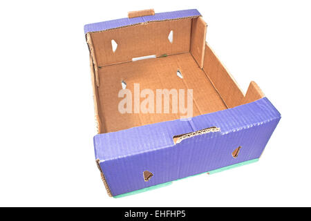 Blue cardboard box isolated on white Stock Photo