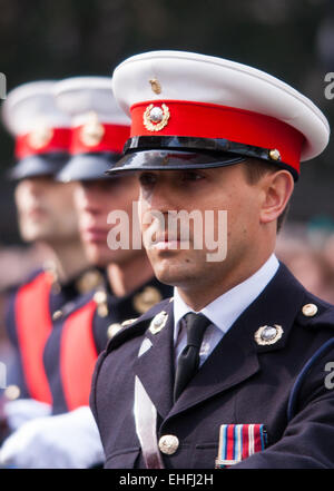 London, UK. 13th March, 2015. A Service attended by members of the Royal Family and politicians at St Paul's is followed by a parade through The City as troops and their families mark the end of Britain's involvement in the war in Afghanistan. Credit:  Paul Davey/Alamy Live News Stock Photo