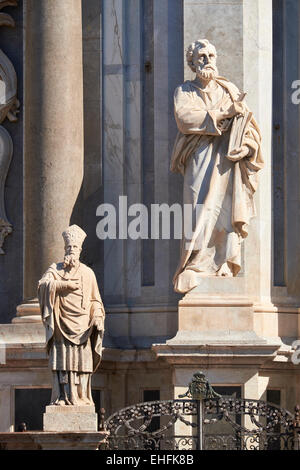Cathedral of Saint Agatha, Catania, Sicily. Duomo di Catania. Religious Architecture in Catania, Sicily, Italy. Stock Photo