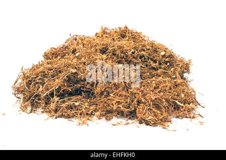 Pile of dried tobacco isolated on white Stock Photo