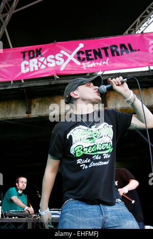 Killa Kella live at TDK Cross Central festival at Kings Cross Goods Yard London. Stock Photo