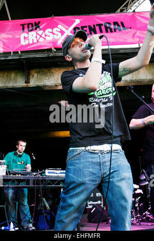 Killa Kella live at TDK Cross Central festival at Kings Cross Goods Yard London. Stock Photo