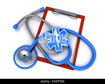 Stethoscope and paper clip (done in 3d) Stock Photo