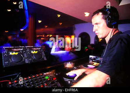 Sasha DJing at Space in Ibiza. Stock Photo
