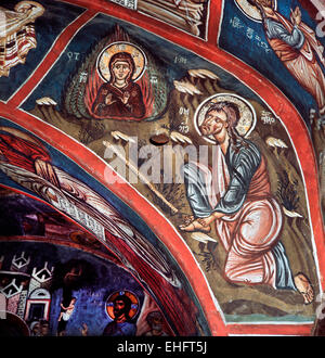 Moses and the Burning Bush, 15th century, Church of Our Lady of the Pastures, Asinou, Cyprus Stock Photo