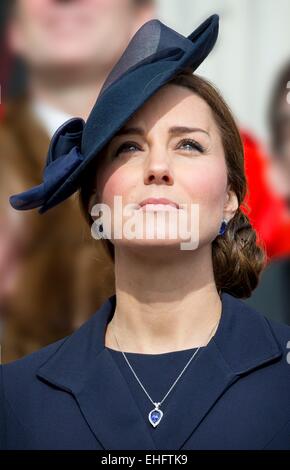 London, UK. 13th Mar, 2015. Duchess Catherine of Cambridge attends the commemoration service to mark the end of combat operations in Afghanistan and the parade at St. Paul's Cathedral in London, United Kingdom, 13 March 2015. Credit:  dpa picture alliance/Alamy Live News Stock Photo