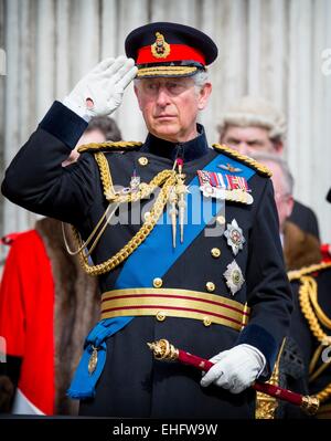 London, UK. 13th Mar, 2015. The Prince of Wales, Charles, attends the commemoration service to mark the end of combat operations in Afghanistan and the parade at St. Paul's Cathedral in London, United Kingdom, 13 March 2015. Credit:  dpa picture alliance/Alamy Live News Stock Photo