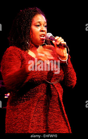 Caron Wheeler of Soul 2 Soul live at the Hay festival Wales. Stock Photo