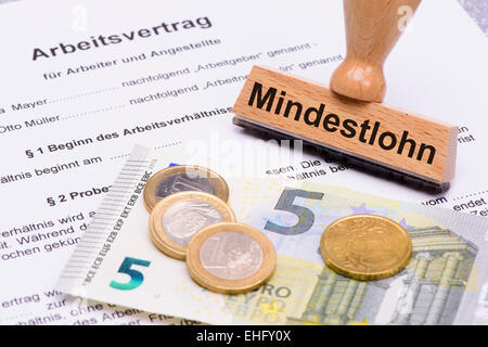 minimum wages in Germany with 8,50 Euros and employment contract Stock Photo