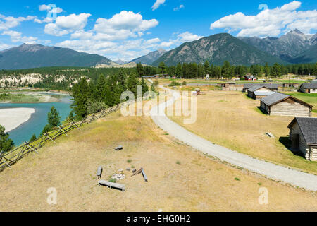 Kootenay River and Fort Steele Heritage Town in the East Kootenay region of British Columbia, Canada Stock Photo