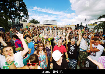 Crowd dancing at the Big Chill festival 2008. Stock Photo