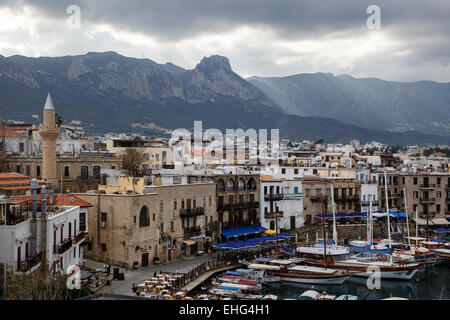 View of the harbour from the castle at Girne (Kyrenia), Northern Cyprus Stock Photo