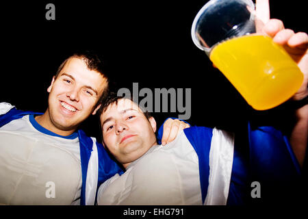 Friends at the Pego festival Spain. Stock Photo