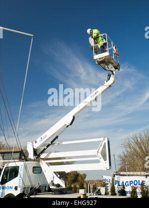 Man operating a Cherry Picker. Stock Photo