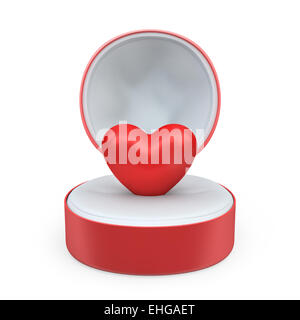 Heart in a round gift box Stock Photo