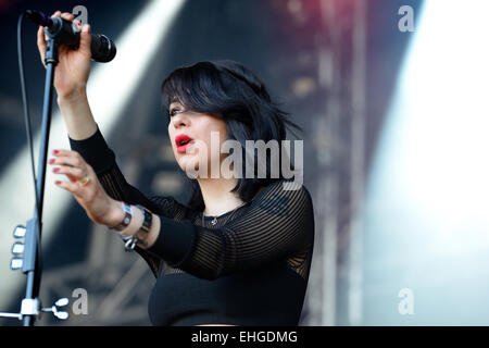 BARCELONA - MAY 29: Dum Dum Girls (American rock band from Los Angeles) in concert at Heineken Primavera Sound 2014 Festival. Stock Photo