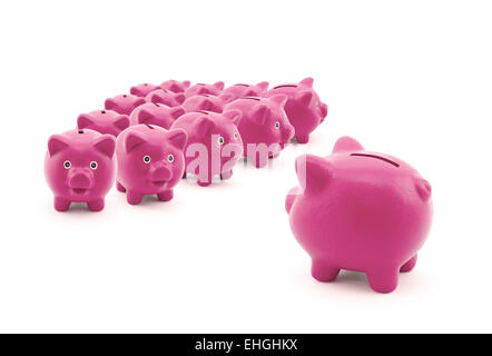Large group of pink piggy banks Stock Photo