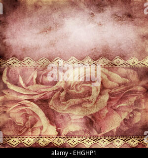 Album old  cover with roses, lace Stock Photo