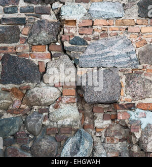 Stone and brick old wall as abstract background Stock Photo