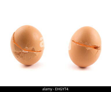Cracked egg shells isolated Stock Photo