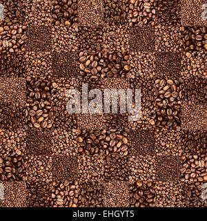 Coffee bean checkers tiled pattern Stock Photo