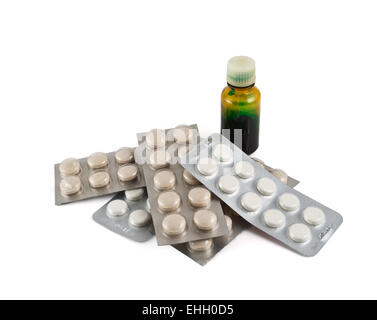 Pile of blister bubble pack and vial Stock Photo