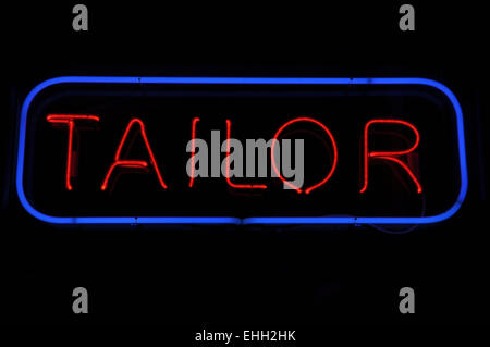 Tailor Electric Neon Sign Stock Photo