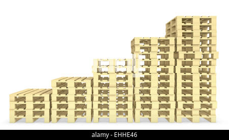 Graph of growth made of wooden pallets Stock Photo