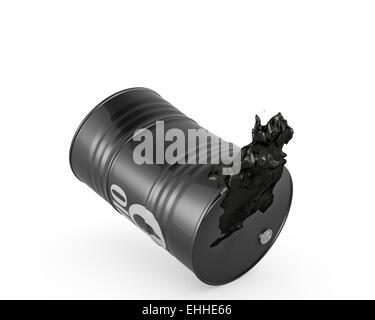 Falling damaged barrel of oil, isolated on white background Stock Photo ...