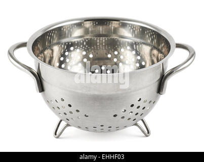 Steel strainer sieve metal bowl Stock Photo
