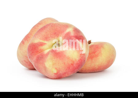 asian flat peaches isolated Stock Photo
