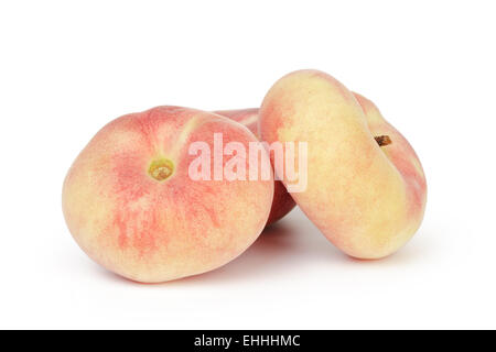 asian flat peaches isolated Stock Photo