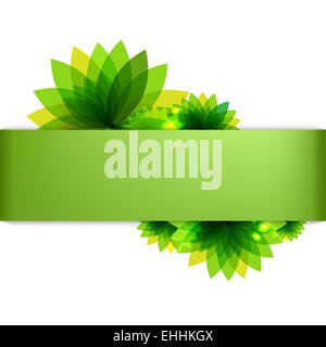 Green Backgrounds Set With Abstract Flowers Stock Photo