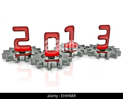 Happy New Year 2013 in Chrome and Red Stock Photo