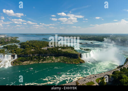 Niagara Falls-panorama view from Skylon Tower platforms Stock Photo