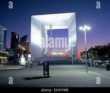 The Grand Arch at La Defense at dusk, Paris, France, Western Europe. Stock Photo