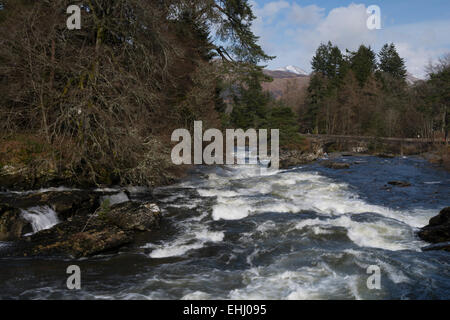 Falls of Dochart in the village of Killin, Scotland, UK Stock Photo