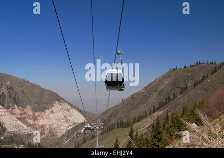 Ski lifts to Shymbulak ski resort Stock Photo