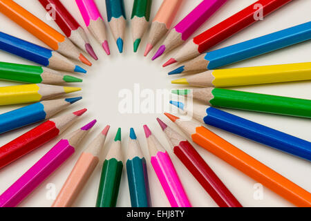 Abstract composition of a set wooden colour pencils Stock Photo