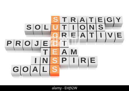 3d Conceptual image of success. Business Crossword. Isolated white background Stock Photo