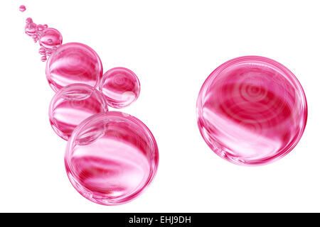 3d rendering of an abstract composition with pink bubbles on a white background Stock Photo