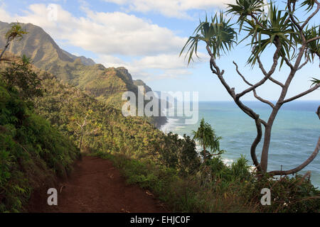 Kalalau Trail Hike, Na Pali Coast, Kauai, Hawaii Stock Photo