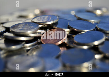 Euro coins on a heap Stock Photo