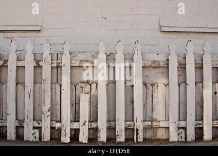 Old White Picket Fence Stock Photo