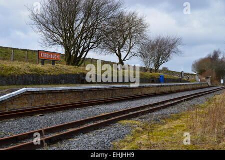 Platform Kirkhaugh Station on the South Tynedale Railway, close to Alston. Stock Photo