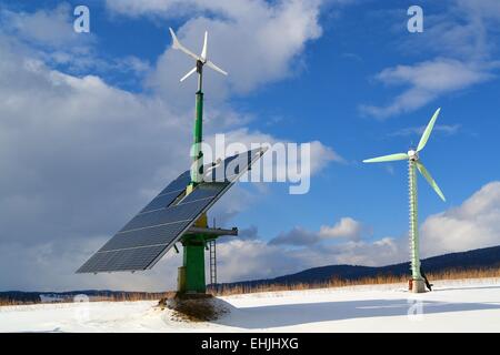 wind generator and photovoltaics Stock Photo