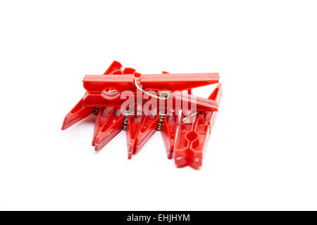 Red clothespins Stock Photo