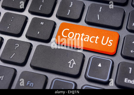 contact us message on enter key, for online conctact. Stock Photo