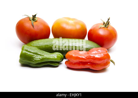 Tomato and paprikas with cucumber Stock Photo