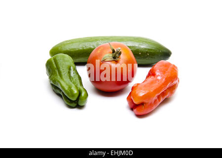 Tomato and paprikas with cucumber Stock Photo